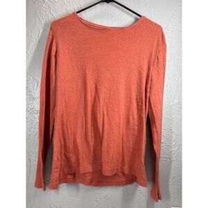 Chico's Long Sleeve Womens Crew Neck Orange Pullover Knit Top Shirt‎ Size 1 M/8